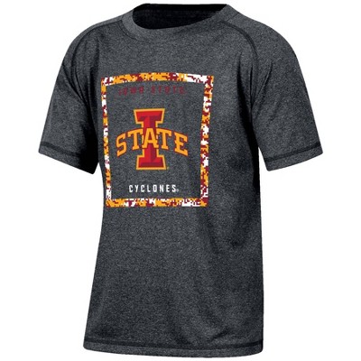 NCAA Iowa State Cyclones Boys' Gray Poly Pixel T-Shirt