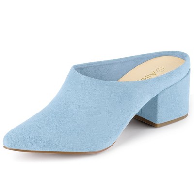 Allegra K Women's Pointed Toe Slip on Block Heel Slide Mules