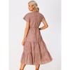 Allegra K Women's Summer Boho Casual Short Sleeve V Neck Tiered Floral Midi Dresses - 3 of 4