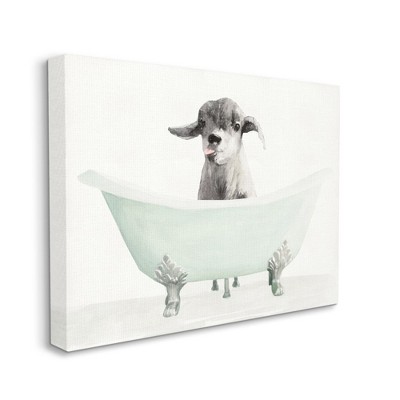 Stupell Industries Baby Llama In A Tub Funny Animal Bathroom Drawing