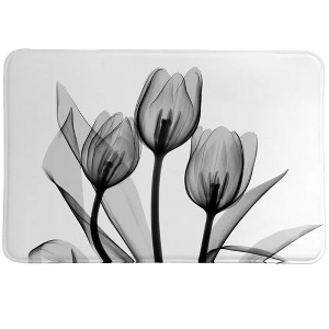Laural Home Monochromatic Black Tulips 20"W x 30"L Memory Foam Rug - 1 of 1