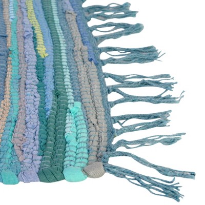 Handmade Light Blue Synthetic Braided Reversible Rug