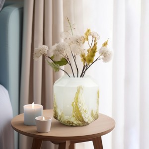 Modern Glass Vase with Swirl Pattern -Textured Finish - -Contemporary Vase for Bedroom, Office, and Home Decor - Copper - 1 of 4