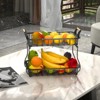 ADIVO 2 Tier Fruit Bowl Carbon Steel Kitchen Countertop for Fruit and Vegetable Basket Storage - Black - 2 of 4