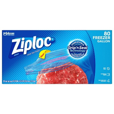 Ziploc Freezer Gallon Bags with Grip 'n Seal Technology - 80ct