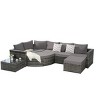 Outdoor 8-Piece L-Shaped Sectional Sofa, Wicker Sofa with Ottoman and Glass Top Table, Free Combination Sofa with Foam Cushions–Cuddlewood - 4 of 4