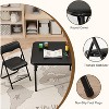Jojoka Boys and Girls Folding Table and Chairs Set of 3, Portable Table and Chair with Pu Soft Cushion,Black - 2 of 4
