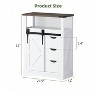 White Bathroom Floor Cabinet, Farmhouse Storage Cabinet With Sliding Barn Door, Small Storage Cabinet With 3 Storage Drawers & Open Shelf For Bathroo - 2 of 4