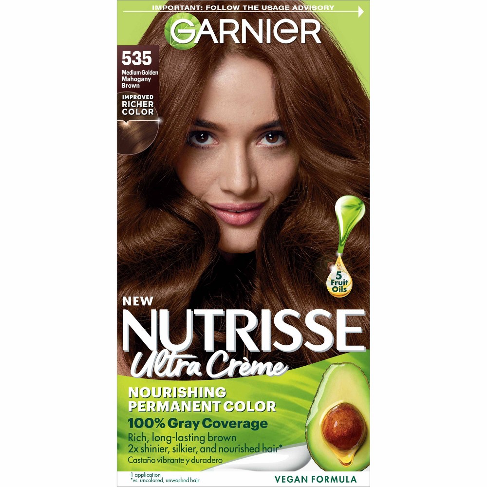 Photos - Hair Dye Garnier Nutrisse Nourishing Permanent Hair Color Creme - 535 Medium Golden 
