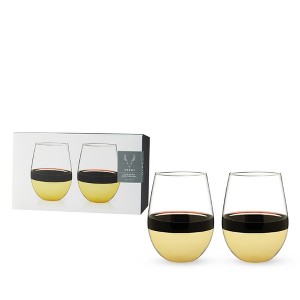 Viski Gold Dipped Cocktail Tumblers, Set of 2 19 oz Stemless Wine Glasses, Glass, Polished Finish - 1 of 4
