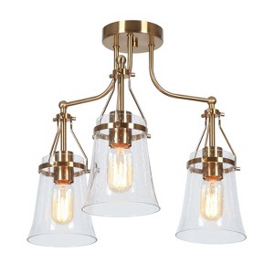LNC Auisre 3-Lights 18.9-in Polished Gold  with Clear Glass Modern Semi-flush Mount Lightst - 1 of 4