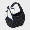 Straw Mini Bag with Bow - A New Day™ Black: Woven Paper Straw, Structured Shoulder Handbag, Single Handle, Solid Pattern - 3 of 4