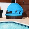 4-Piece Round Convertible Daybed with Cushions, Outdoor PE Rattan Patio Wicker Sofa Set, Sunbed with Adjustable Sun Canopy, Sectional Sofa, 2 Chairs - 2 of 4