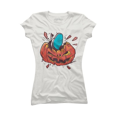 Junior's Design By Humans Halloween smashed pumpkin By BlackBerry55 T-Shirt