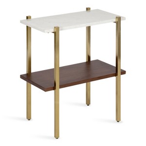 Kate and Laurel Abcott Rectangle Wood Side Table, 20x12x24, White and Walnut Brown - 1 of 4