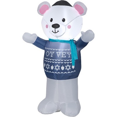 Gemmy Christmas Airblown Inflatable Hanukkah Polar Bear, 4 ft Tall, Multicolored