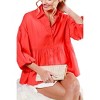 Women's COLLARED BALLOON SLEEVE BUTTON DOWN BLOUSE - Vine & Love - 3 of 3