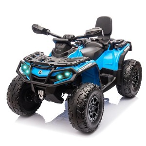 Children's all-terrain vehicle, toddler ride-on toy car, four-wheeled, two-seat, remote control, music, spring suspension, safe speed 2-4 mph. - 1 of 4