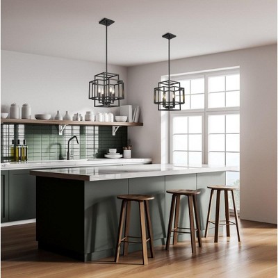 Contemporary Titania Matte Black 14" Geometric Pendant Light