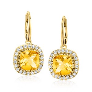 Ross-Simons 7.50 ct. t.w. Citrine and 1.30 ct. t.w. White Topaz Drop Earrings in 18kt Gold Over Sterling - 1 of 3