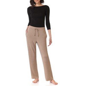 Rekucci Women’s Soft Knit Straight Leg Loungewear Pants with Pockets – Mid-Rise, Drawstring Waist, Relaxed Fit - 1 of 3