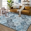 Washable Vintage Floral Living Room Bedroom Rugs, Distressed Print Farmhouse Carpet for Dining Room Kitchen, Retro Accent Home Decor Rugs - 2 of 4