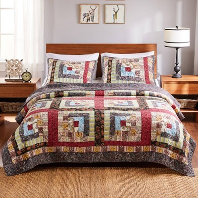 Greenland Home Fashions 2pc Twin Colorado Lodge Quilt Set Red/black ...