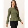 INSPIRE CHIC Women's Peplum Collarless Round Neck Button Down Cropped Ruffle Hem Denim Jackets - 2 of 4