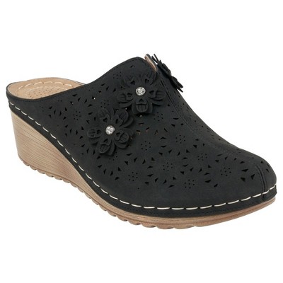 GC Shoes Krista Perforated Flower Slide Wedge Mule