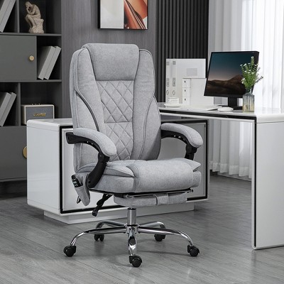 Gray PU Leather Executive Swivel Massage Office Chair with Footrest