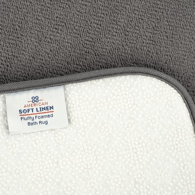 Gray Fluffy Foamed Non-Slip Bath Rug, 21x32 inches