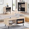 Kings Brand Furniture Nathan 3-Piece Living Room Set with Sideboard Cabinet, Coffee Table & End Table, Modern Storage, Oak/Black Finish - 4 of 4