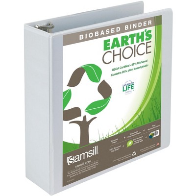 Samsill Earth's Choice Eco-Friendly View Binder, 3 Inch D-Rings, White