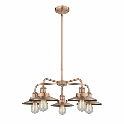 Ballston Urban - 5 Light Stem Hung Chandelier In Industrial Style-11 Inches Tall and 26 Inches Wide