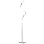 HOMCOM Modern Spiral Floor Lamp, LED Standing Lamp Warm White with Square Base and Foot Switch for Living Room, Bedroom, Silver