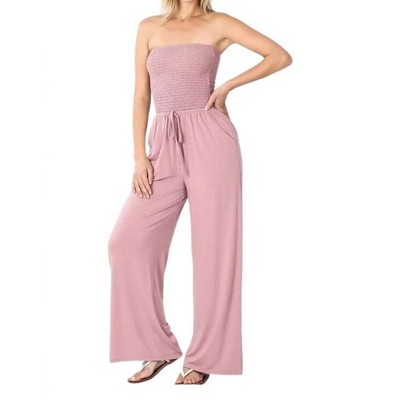 Women's Smocked Romper Pants Suit - ZENANA