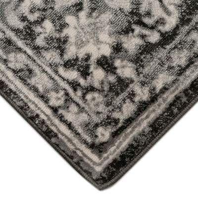 Soho Heriz Black Medallion 6' x 9' Easy Care Synthetic Rug