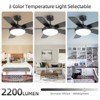 42 inch Ceiling fan with Light and Remote 3CCT Reversible 6 Speeds Quiet Modern Ceiling Fan with Light for Indoor Outdoor Bedroom Patio Living Room - 4 of 4