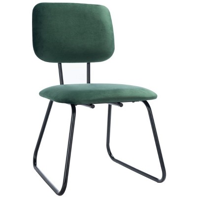 Malachite Green Velvet Parsons Side Chair Set with Matte Black Frame