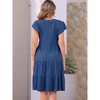 INSPIRE CHIC Women's Ruffle Short Sleeve V Neck Side Pockets Midi Dress - 3 of 4