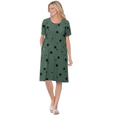 Woman Within Plus Size Perfect Short-Sleeve Crewneck Tee Dress
