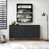 Galano Verbus Erdstall Wood 61.5 in. 4 Door Sideboard with Adjustable Shelves in Pearl White Oak, Black, Oslo Oak - 3 of 4