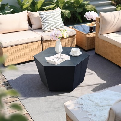 UPHA 28-Inch Hexagon Outdoor Coffee Table – Magnesium Oxide Coffee Table for Patio, Backyard & Garden