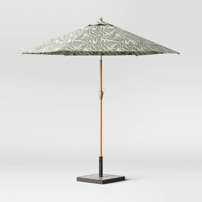 9' Round Patio Umbrella DuraSeason Fabric™ Fern - Light Wood Pole - Threshold™