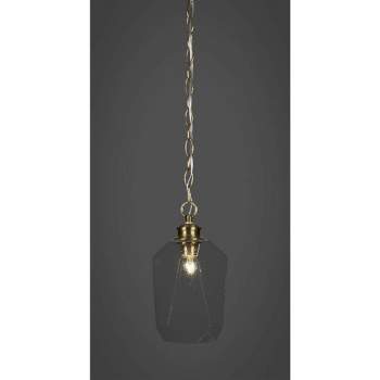 Toltec Lighting Rocklin 1 - Light Pendant in  New Aged Brass with 6.25" Clear Bubble Shade