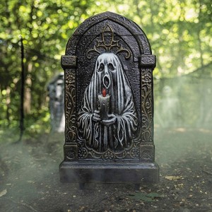 Morris Costumes 21" Tombstone with Ghost Holding a Candle Halloween Decoration - 1 of 2