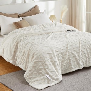 GustoWave Heated Blanket Throw - Thick Cotton Velvet Blanket with Controller, Fast Heating Machine Washable, Beige - 1 of 4