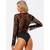 Allegra K Women's Long Sleeve Bodysuit Clubwear V Neck Lace Mesh See Through Jumpsuits Rompers Top - image 4 of 4