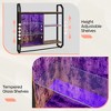 Bestier 33" Floating Shelves with Adjustable Glass Shelves LED Lights Wood Wall Mounted Storage Display Shelves for Kitchen Bathroom - 3 of 4