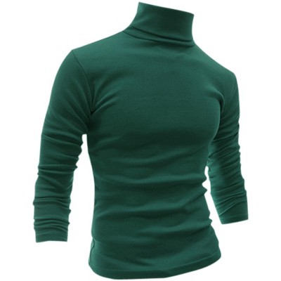 Lars Amadeus Men s Slim Fit Long Sleeve Pullover Solid Turtleneck Sweater Dark Green 50 Target